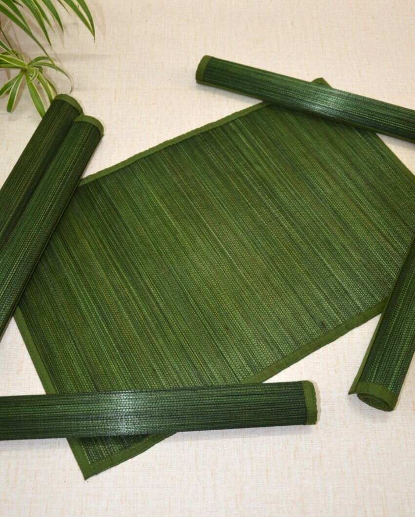 Fresh Dark Green Bamboo Placemats | Set of 6 | 19 x 13 inches