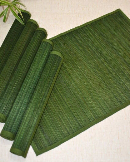 Fresh Dark Green Bamboo Placemats | Set of 6 | 19 x 13 inches