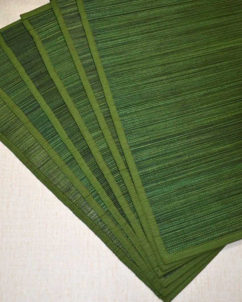 Fresh Dark Green Bamboo Placemats | Set of 6 | 19 x 13 inches