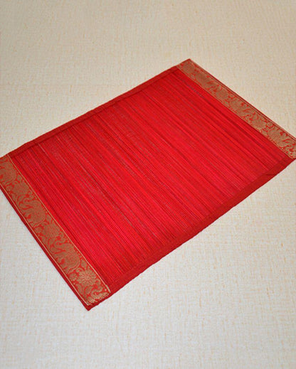 Bamboo Brocade Red Placemats | Set Of 6 | 19 x 13 inches