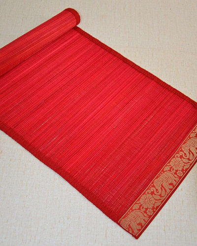 Bamboo Brocade Red Table Runner | 48 x 13 inches