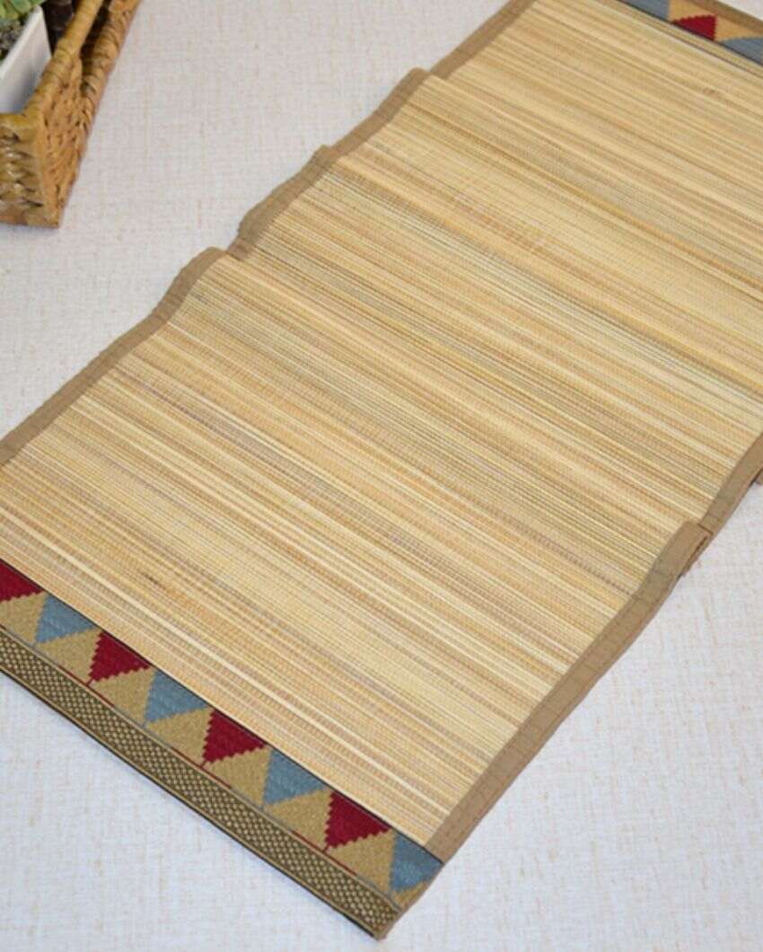 Bamboo Brocade Natural Table Runner | 48 x 13 inches