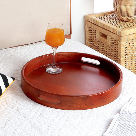 Classic Round Wooden Serving Tray 16 Inches