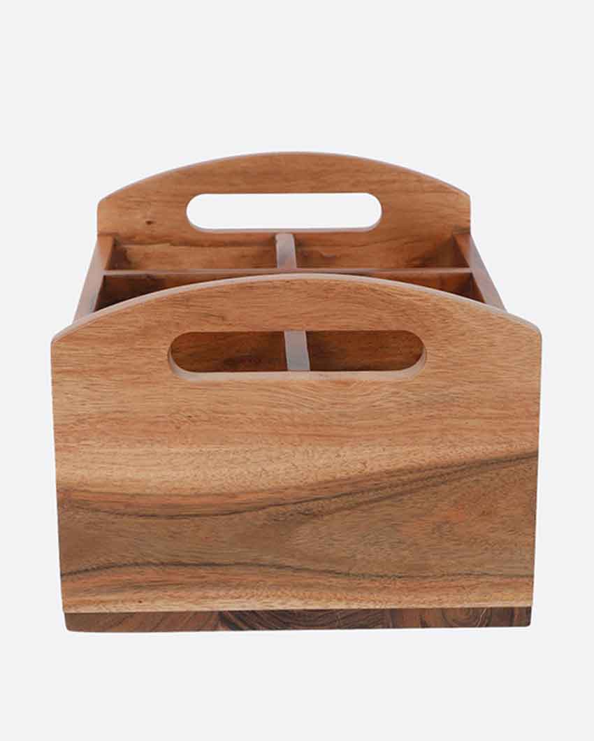Two In One Flatware Wooden Cutlery Holder Title
