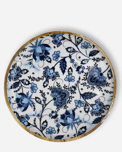 Floral Round Wooden Serving Platter Title