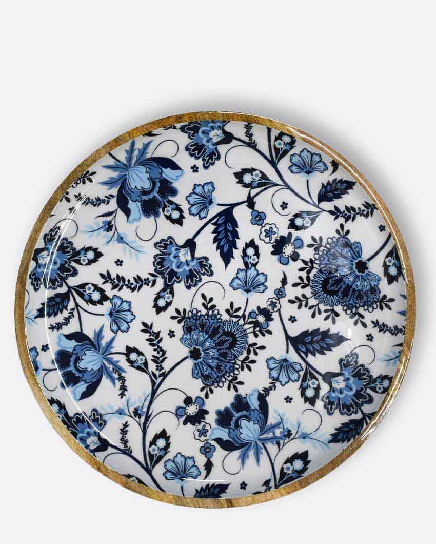 Floral Round Wooden Serving Platter Title