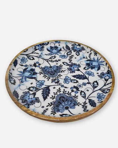 Floral Round Wooden Serving Platter Title