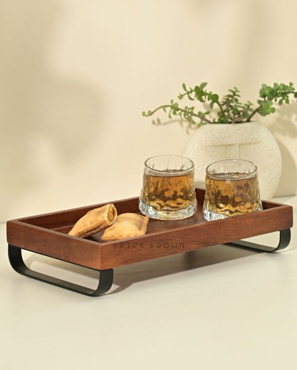 Serving Tray With Metal Stand | 13 x 8 x 3 inches