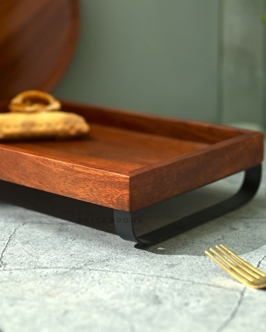 Serving Tray With Metal Stand | 13 x 8 x 3 inches