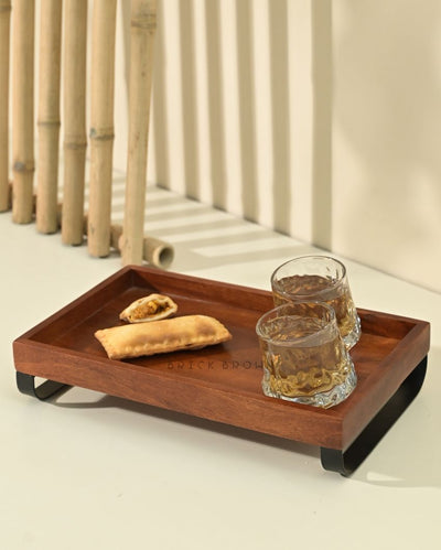 Serving Tray With Metal Stand | 13 x 8 x 3 inches