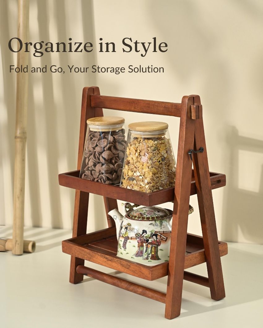 Foldable Wooden Kitchen Organizer | 12 x 8 x 16 inches