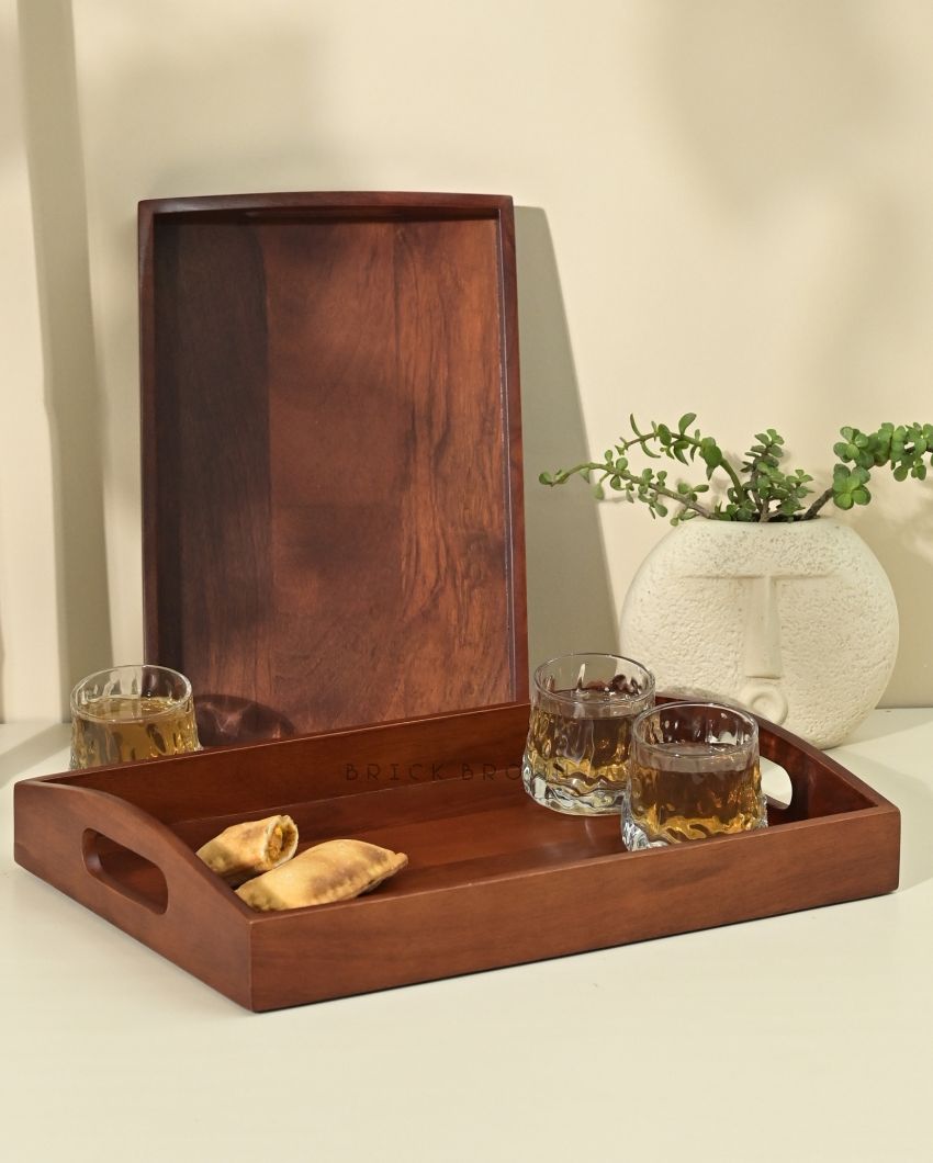 Classic Wooden Serving Tray | Set of 2 | 13 & 16 inches