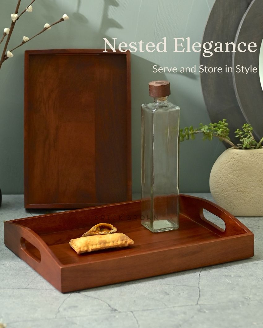 Classic Wooden Serving Tray | Set of 2 | 13 & 16 inches