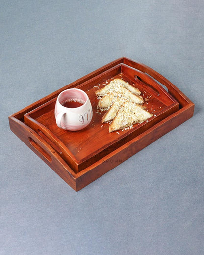 Classic Wooden Serving Tray | Set of 2 | 13 & 16 inches