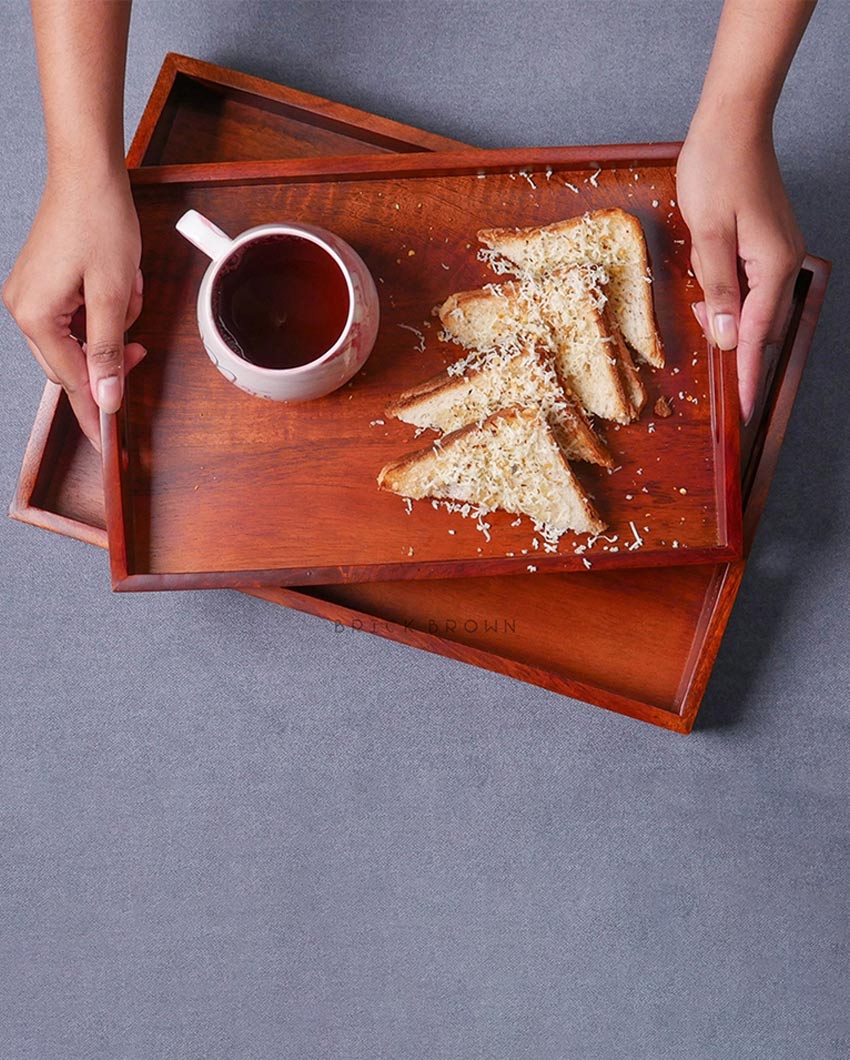 Classic Wooden Serving Tray | Set of 2 | 13 & 16 inches