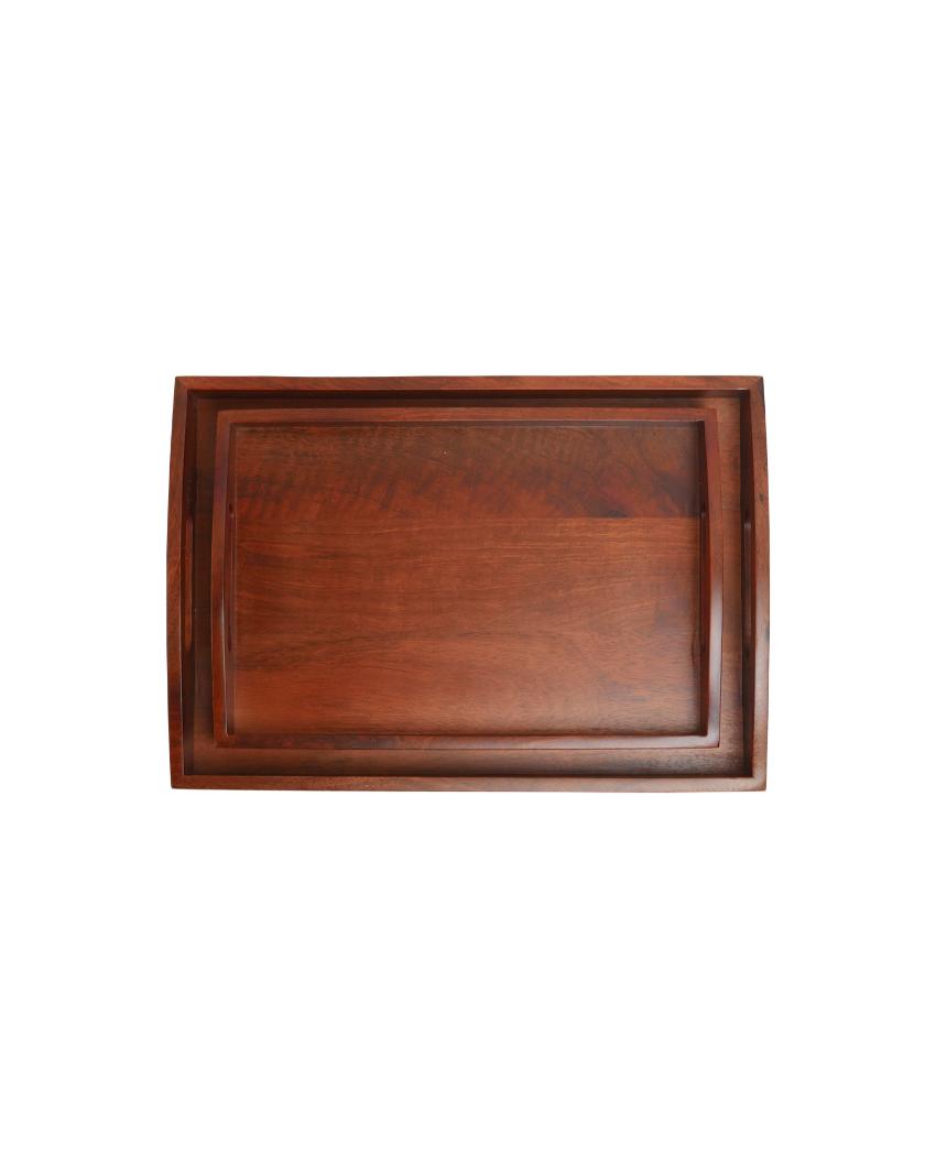 Classic Wooden Serving Tray | Set of 2 | 13 & 16 inches