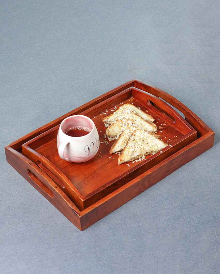 Classic Wooden Serving Tray | Set Of 2 Title