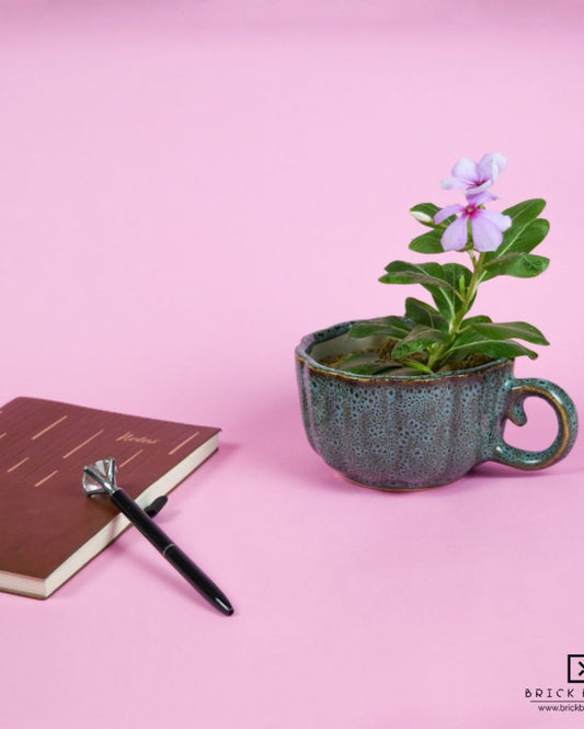 Blue Cup Ceramic Planter | Planter Only Plant Not Included