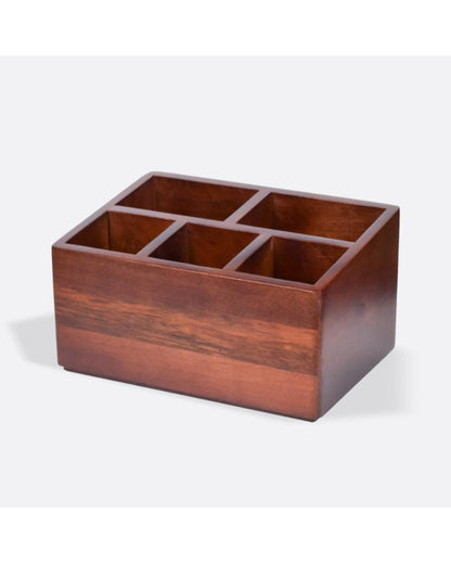 Brown Wooden Cutlery Holder | 6 x 9 x 4.5 inches