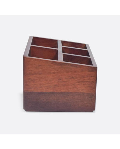 Brown Wooden Cutlery Holder | 6 x 9 x 4.5 inches