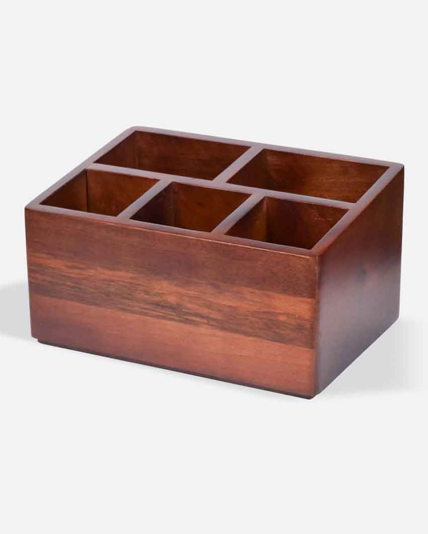 Brown Wooden Cutlery Holder Title
