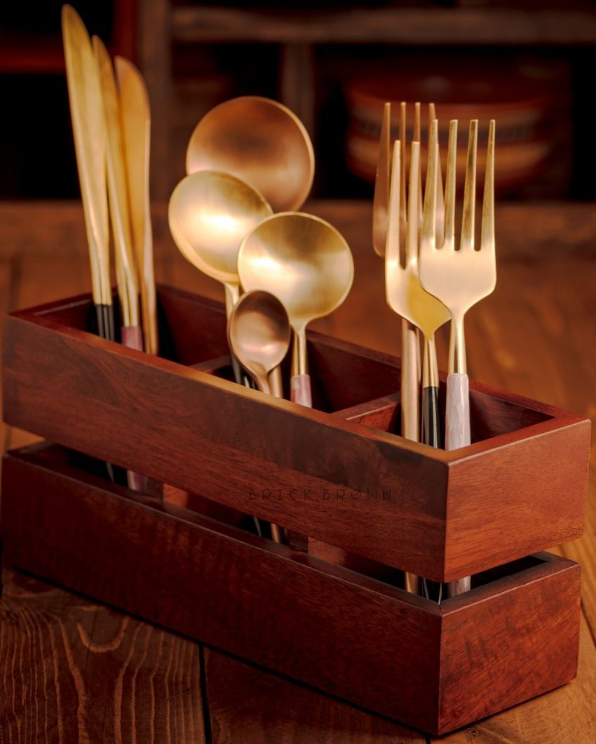 Cranny Wooden Cutlery Holder | 9 x 3 x 4 inches