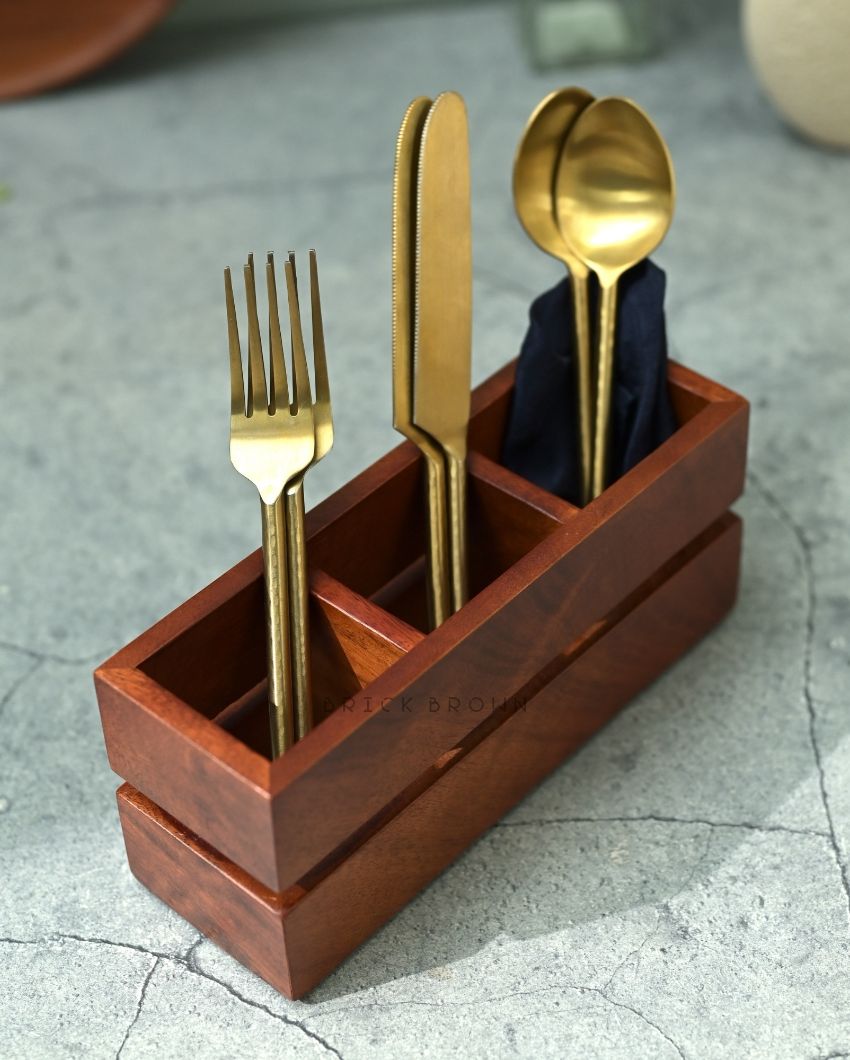 Cranny Wooden Cutlery Holder | 9 x 3 x 4 inches