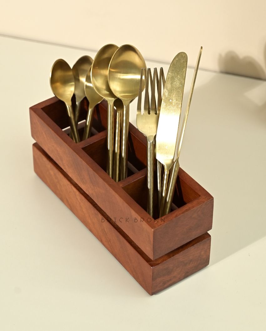 Cranny Wooden Cutlery Holder | 9 x 3 x 4 inches