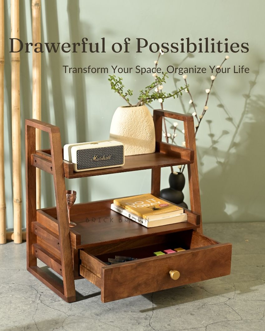 Versatile Wooden Organizer With Drawer | 18 x 10 x 18 inches