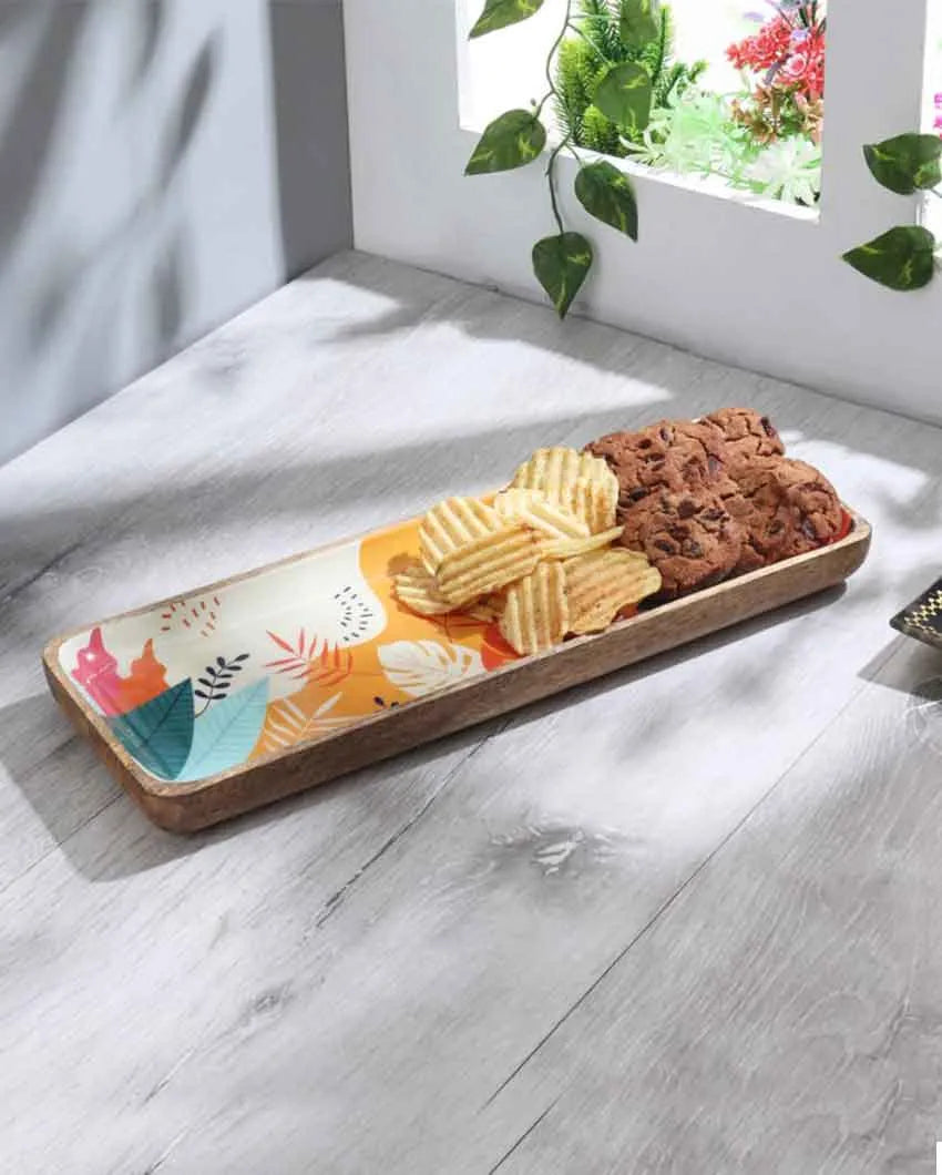 Tropical Wooden Serving Platter Title