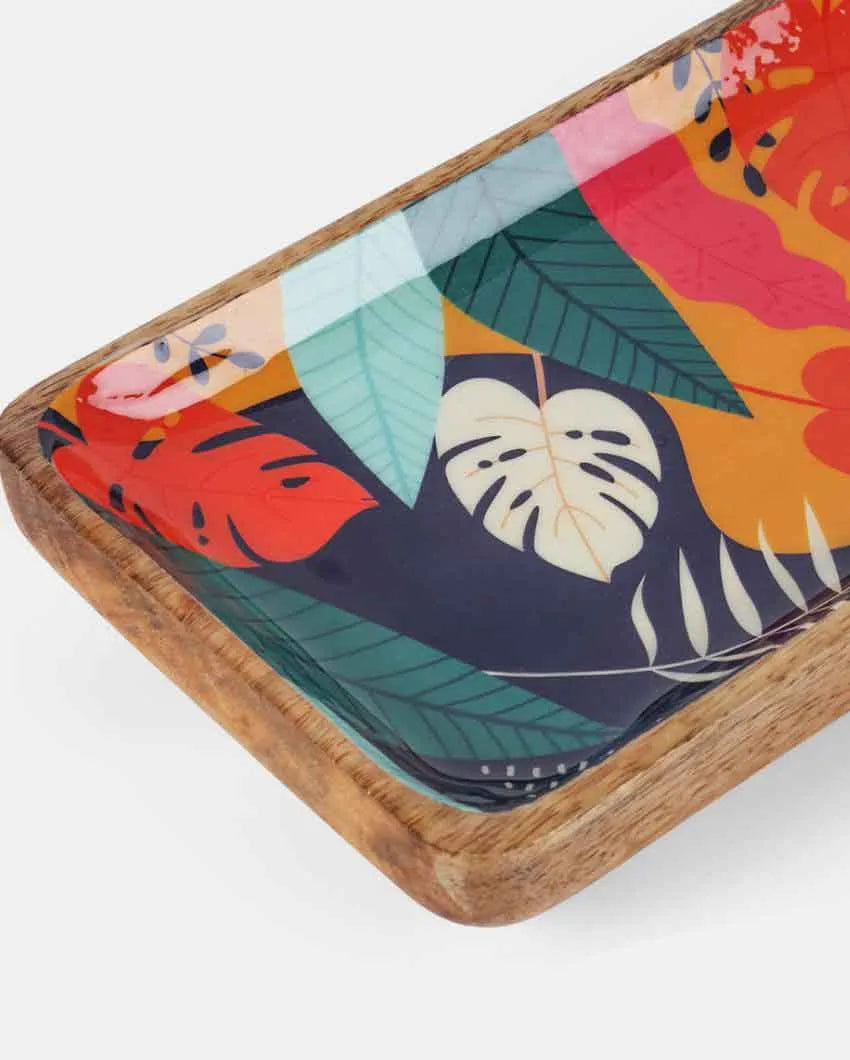 Tropical Wooden Serving Platter Title