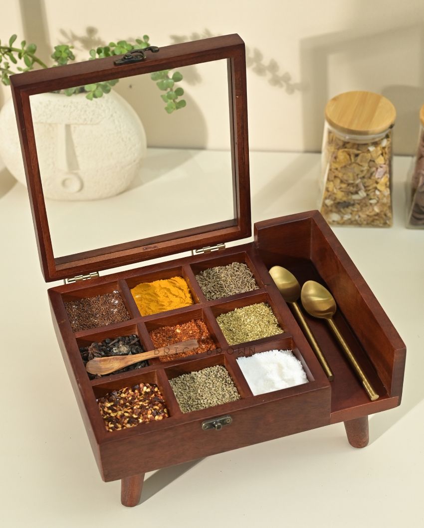 Legged Wooden Spice Box | 900 ml | 11 x 8 x 5 inches