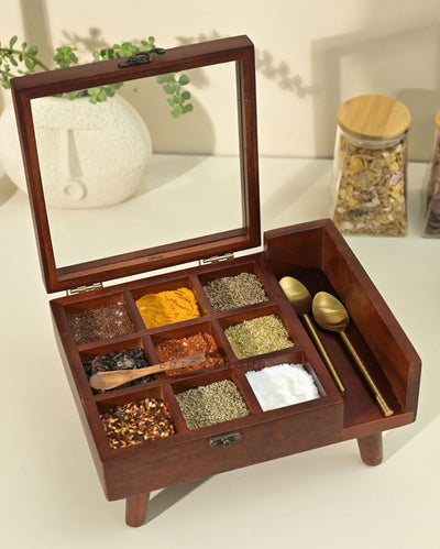 Legged Wooden Spice Box | 900 ml | 11 x 8 x 5 inches