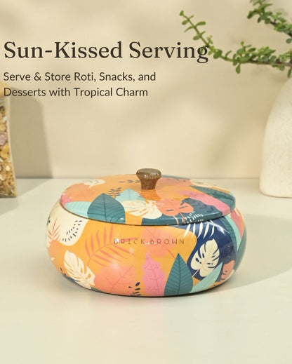 Tropical Wooden Roti Box | 1.6 L | 9 x 9 x 4 inches