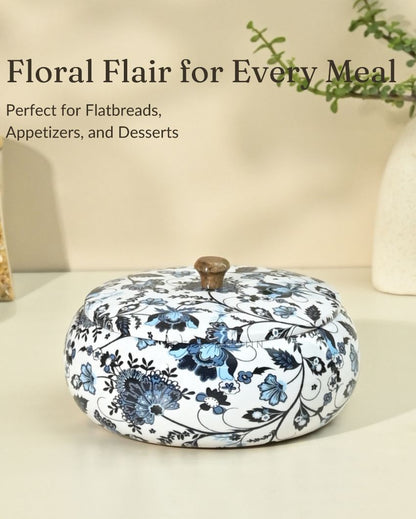 Floral Wooden Roti Box | 1.6 L | 9 x 9 x 4 inches