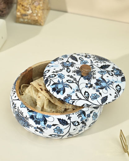 Floral Wooden Roti Box | 1.6 L | 9 x 9 x 4 inches