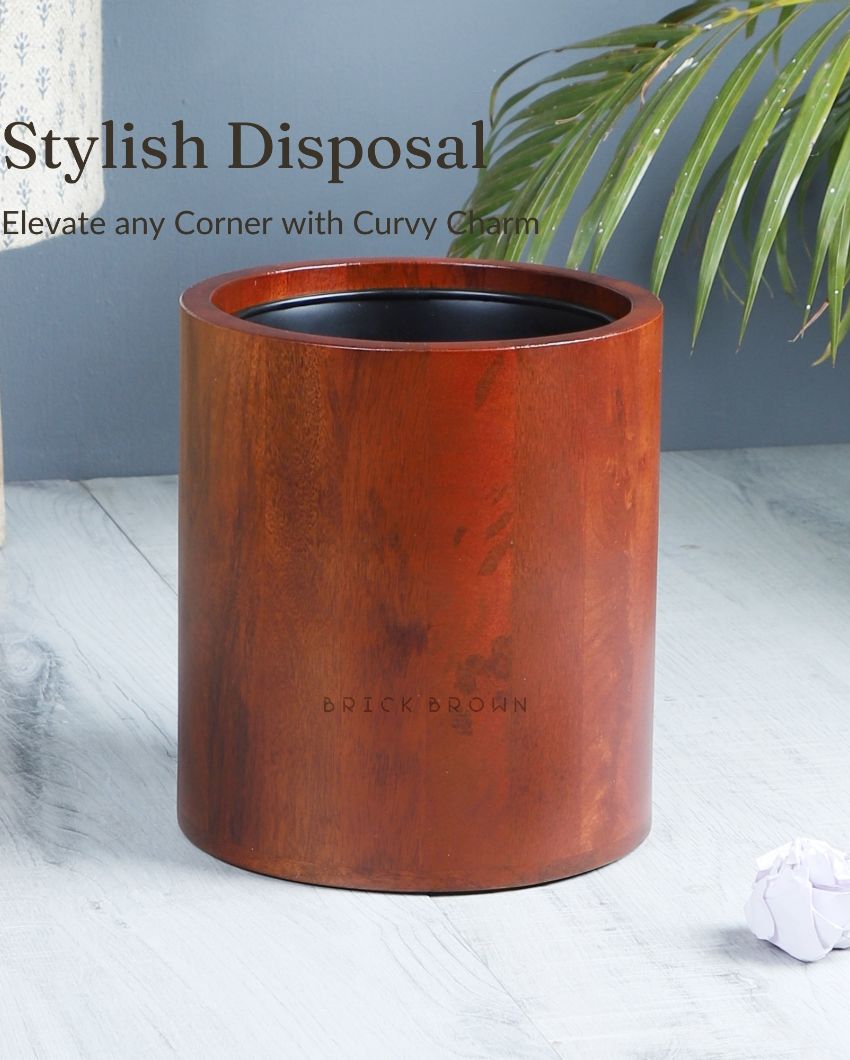 Curvy Wooden Wastebasket | 8 x 8 x 9 inches