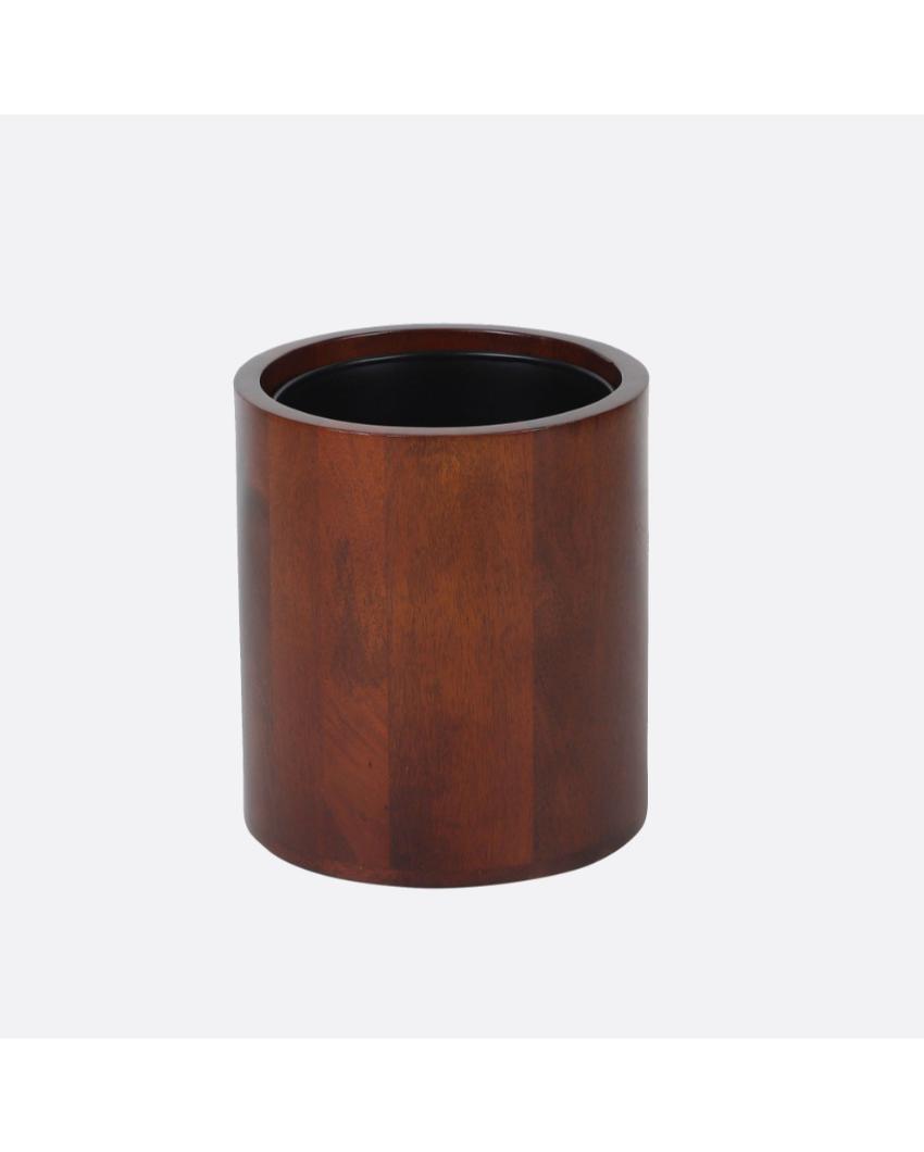 Curvy Wooden Wastebasket | 8 x 8 x 9 inches