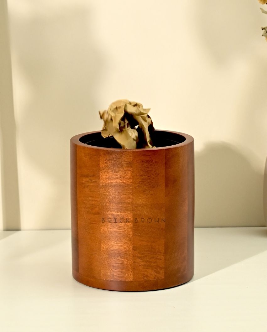 Curvy Wooden Wastebasket | 8 x 8 x 9 inches