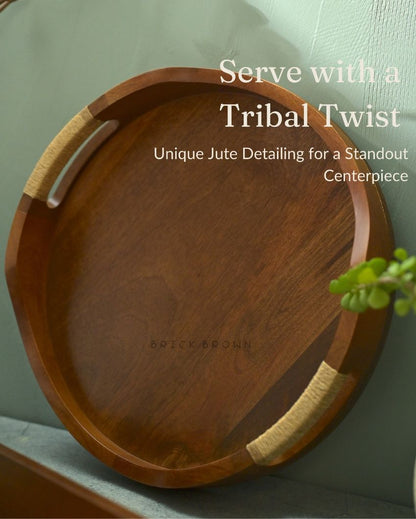 Tribal Wooden Curvy Serving Tray | 12 x 12 x 2.5 inches