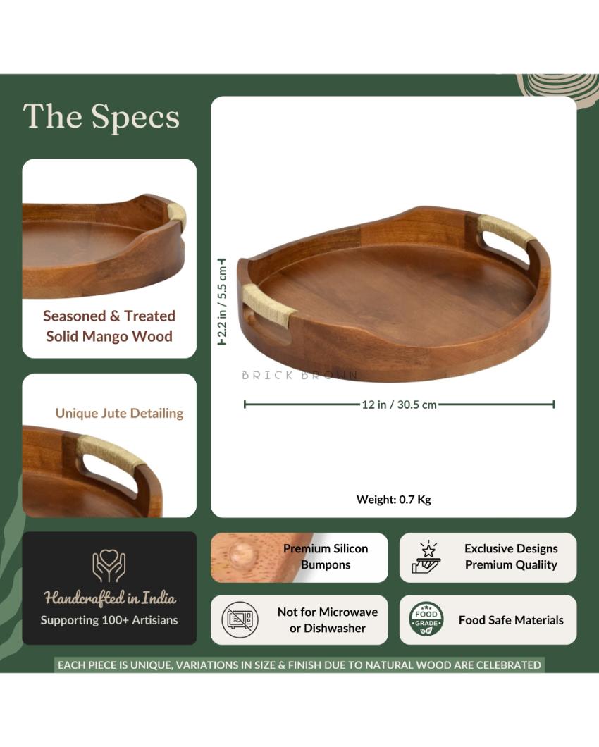 Tribal Wooden Curvy Serving Tray | 12 x 12 x 2.5 inches