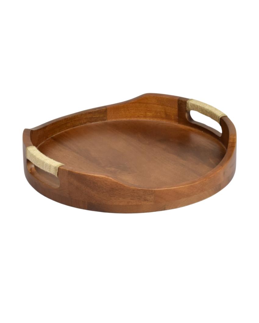 Tribal Wooden Curvy Serving Tray | 12 x 12 x 2.5 inches