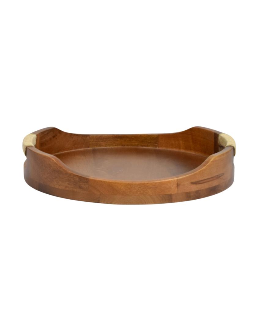 Tribal Wooden Curvy Serving Tray | 12 x 12 x 2.5 inches