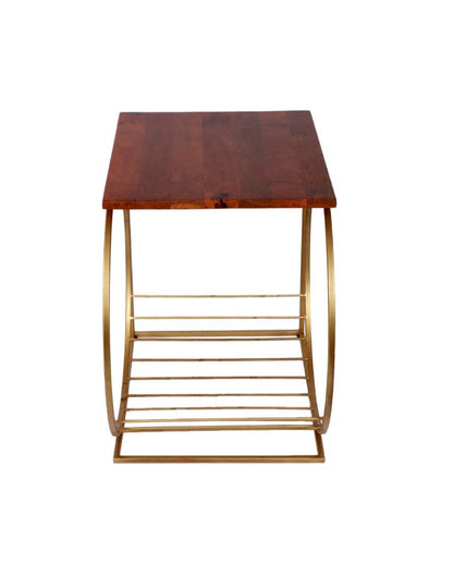 Running Wheel Wooden Accent Table | 19 x 14 x 20 inches