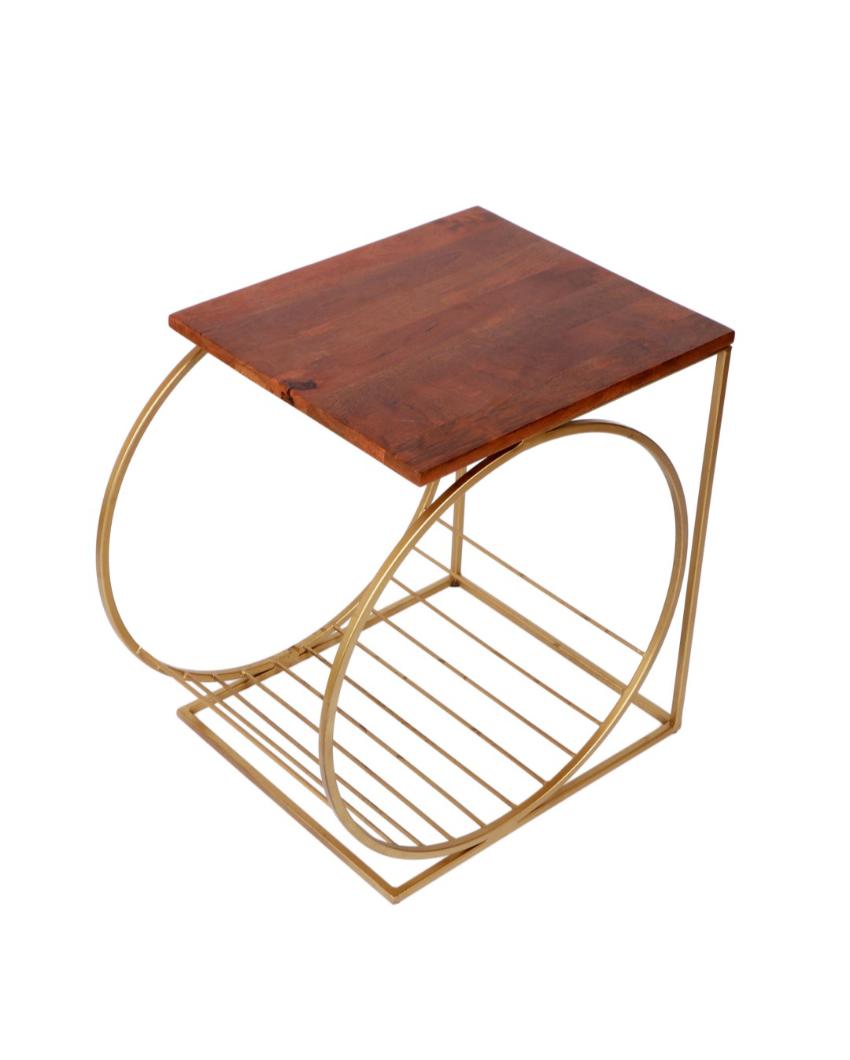 Running Wheel Wooden Accent Table | 19 x 14 x 20 inches