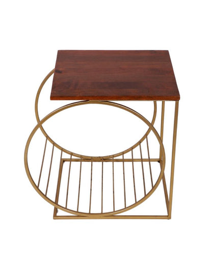 Running Wheel Wooden Accent Table | 19 x 14 x 20 inches