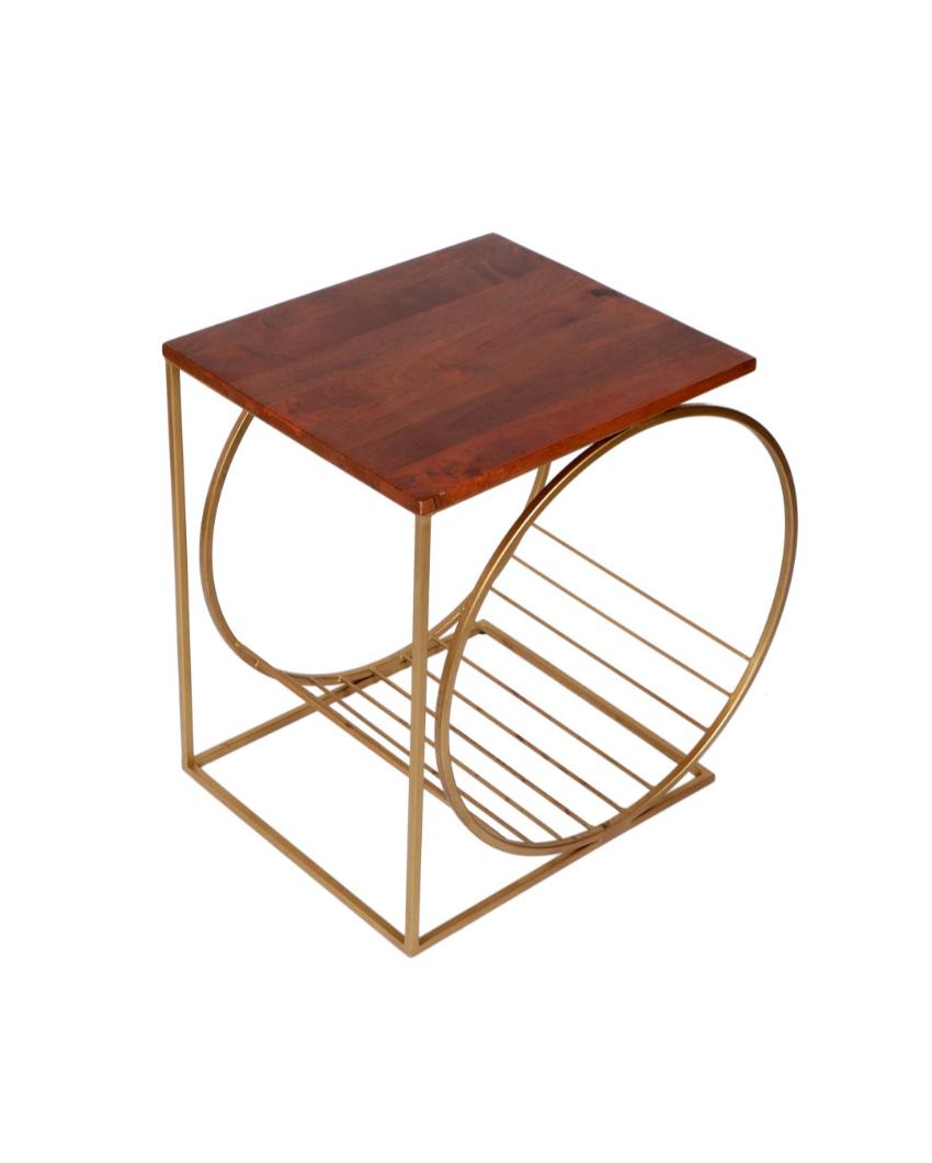 Running Wheel Wooden Accent Table | 19 x 14 x 20 inches