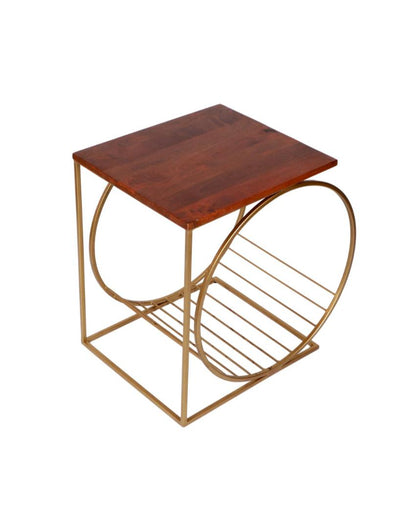 Running Wheel Wooden Accent Table | 19 x 14 x 20 inches