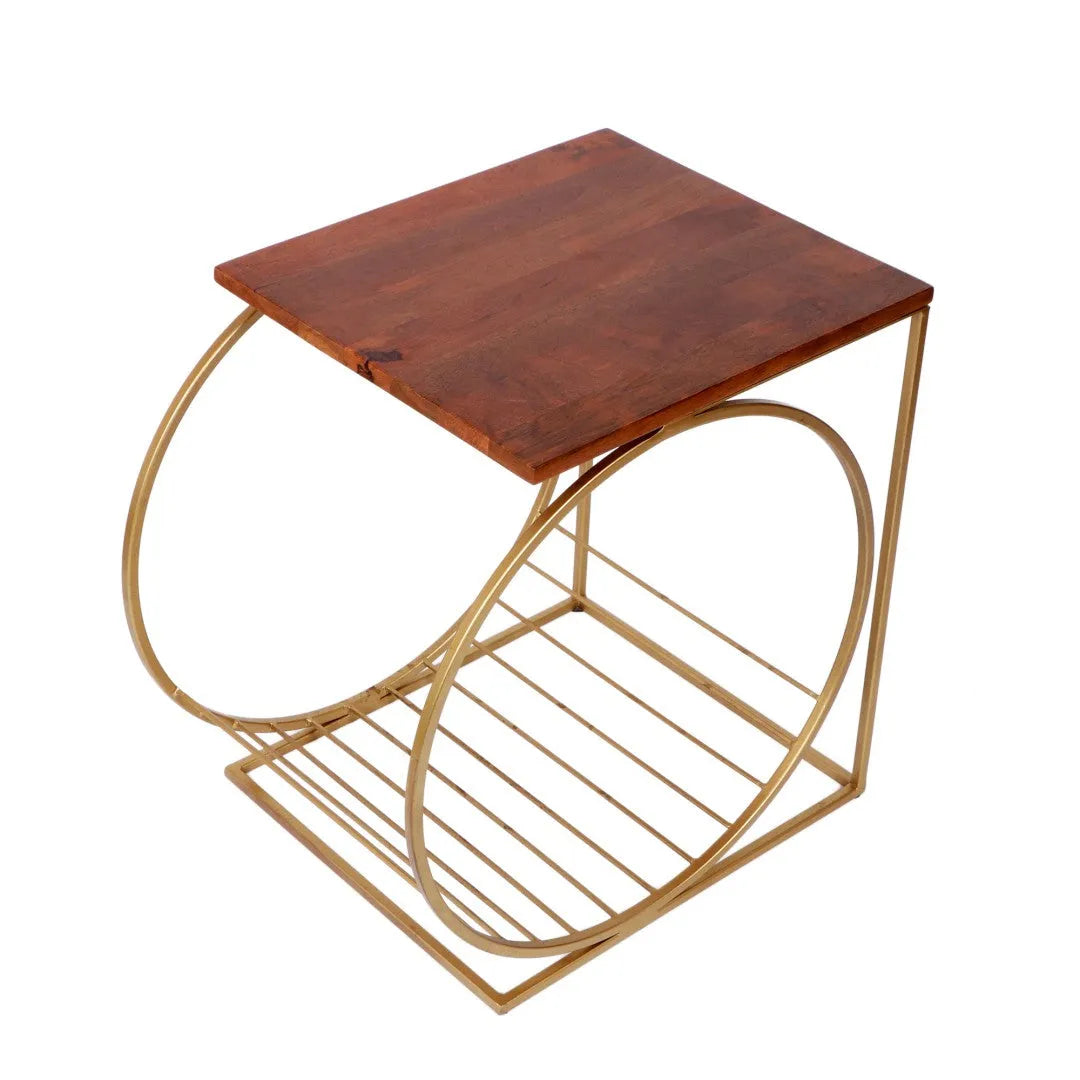 Running Wheel Wooden Accent Table Title