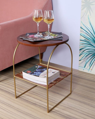 Strips Below Wooden Accent Table | 19 x 14 x 20 inches